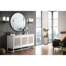 James Martin Athens 60" Single Vanity Cabinet Glossy White with 3 cm Eternal Jasmine Pearl Quartz Top E645-V60S-GW-3EJP