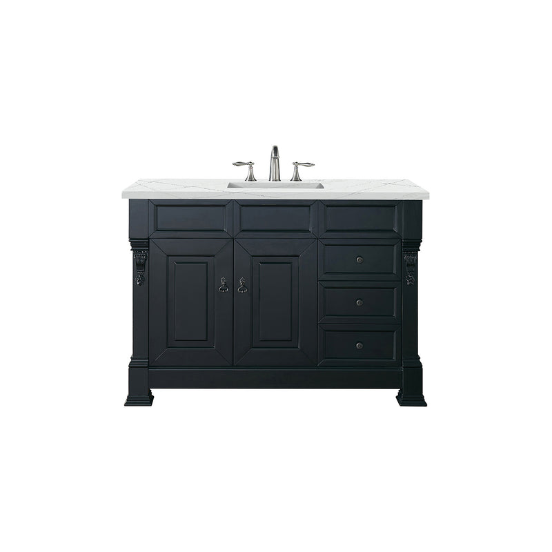 James Martin Brookfield 48" Antique Black Single Vanity with 3 cm Ethereal Noctis Quartz Top 147-114-5236-3ENC