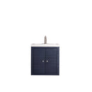 James Martin Linden 24" Single Vanity Cabinet Navy Blue with White Glossy Resin Countertop E213-V24-NVB-WG