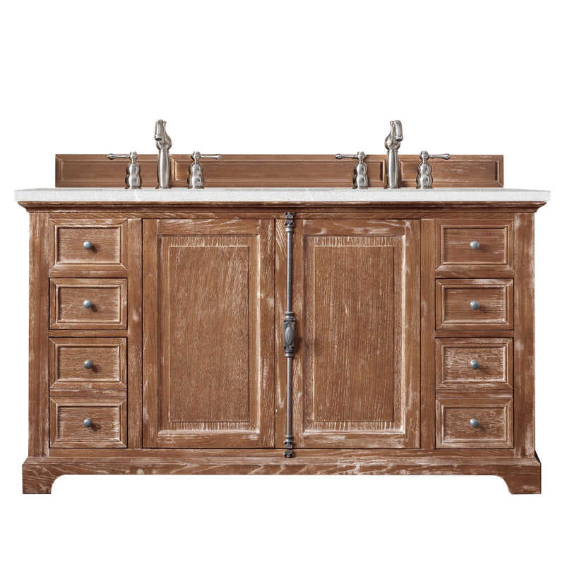 James Martin Providence 60" Double Vanity Cabinet Driftwood with 3 cm Eternal Serena Quartz Top 238-105-5611-3ESR