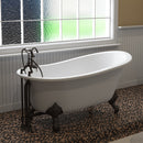 Cambridge Plumbing Cast Iron Slipper Clawfoot Tub 61"x30" Complete Oil Rub BRZ Package