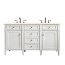 James Martin Brittany 60" Bright White Double Vanity with 3 cm Eternal Marfil Quartz Top 650-V60D-BW-3EMR