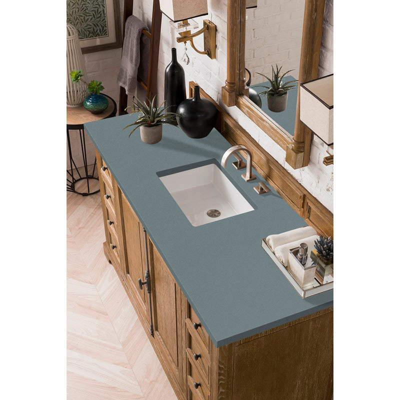 James Martin Providence 60" Single Vanity Cabinet Driftwood with 3 cm Cala Blue Quartz Top 238-105-5311-3CBL