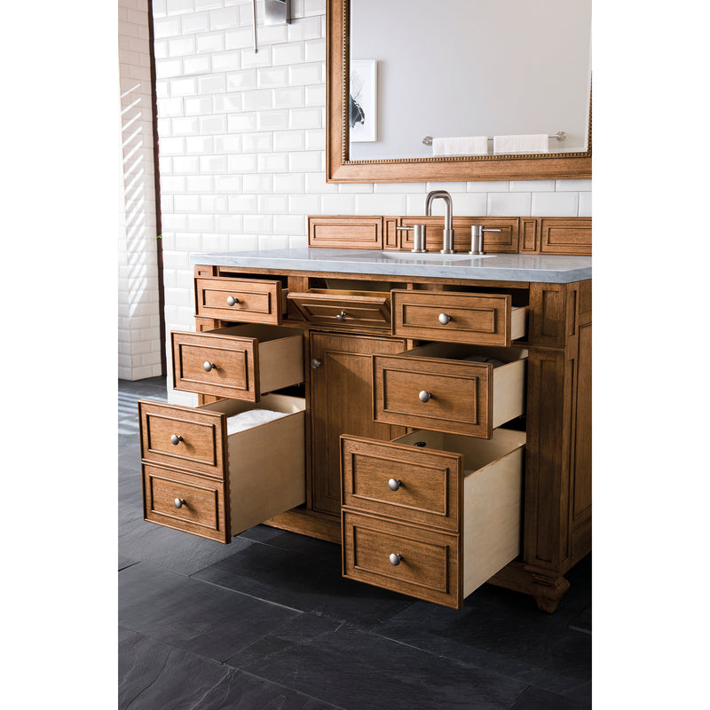 James Martin Bristol 48" Single Vanity Saddle Brown with 3 cm Arctic Fall Solid Surface Top 157-V48-SBR-3AF