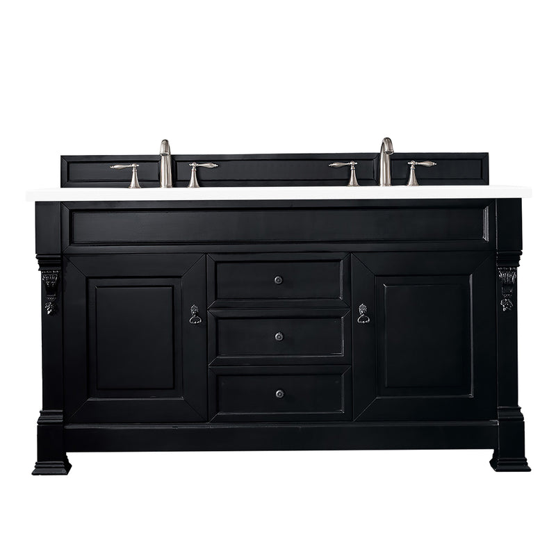 James Martin Brookfield 60" Antique Black Double Vanity with 3 cm Classic White Quartz Top 147-114-5631-3CLW