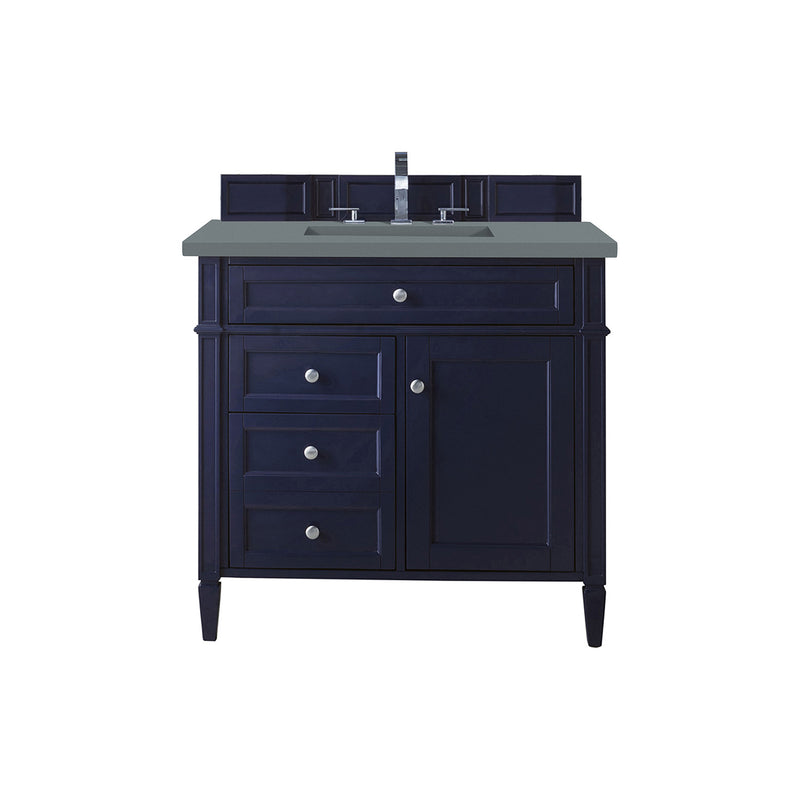 James Martin Brittany 36" Victory Blue Single Vanity with 3 cm Cala Blue Quartz Top 650-V36-VBL-3CBL