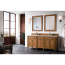 James Martin Brittany 72" Saddle Brown Double Vanity with 3 cm Carrara Marble Top 650-V72-SBR-3CAR