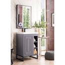 James Martin Alicante' 24" Single Vanity Cabinet Gray Smoke Matte Black with White Glossy Composite Countertop E110V24GSMMBKWG