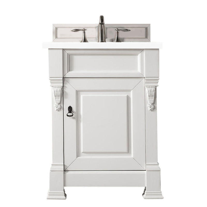 James Martin Brookfield 26" Bright White Single Vanity with 3 cm Classic White Quartz Top 147-V26-BW-3CLW