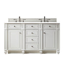 James Martin Bristol 60" Double Vanity Bright White with 3 cm Classic White Quartz Top 157-V60D-BW-3CLW