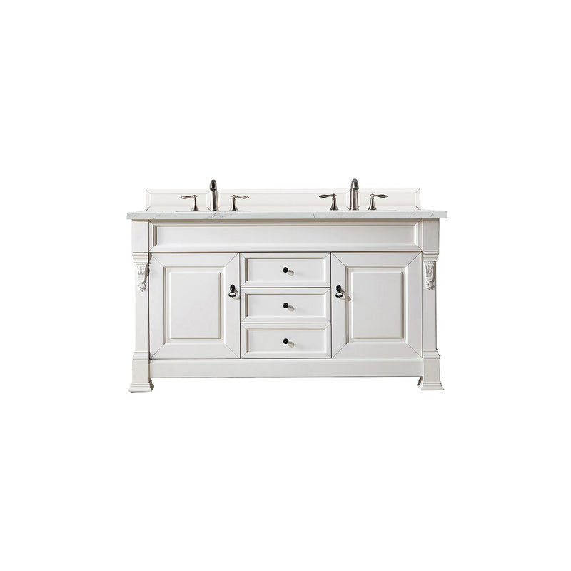 James Martin Brookfield 60" Bright White Double Vanity with 3 cm Ethereal Noctis Quartz Top 147-V60D-BW-3ENC