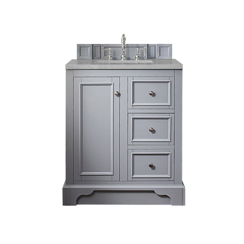 James Martin De Soto 30" Single Vanity Silver Gray with 3 cm Eternal Serena Quartz Top 825-V30-SL-3ESR