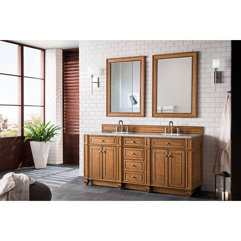 James Martin Bristol 72" Double Vanity Saddle Brown with 3 cm Arctic Fall Solid Surface Top 157-V72-SBR-3AF