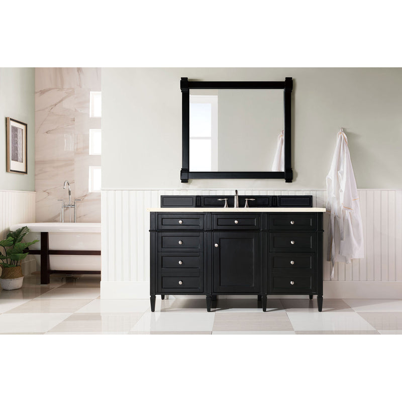 James Martin Brittany 60" Single Vanity Black Onyx with 3 cm Eternal Marfil Quartz Top 650-V60S-BKO-3EMR