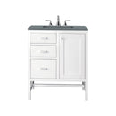 James Martin Addison 30" Single Vanity Cabinet Glossy White with 3 cm Cala Blue Top E444-V30-GW-3CBL