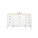 James Martin Addison 60" Single Vanity Cabinet Glossy White with 3 cm Eternal Marfil Top E444-V60S-GW-3EMR