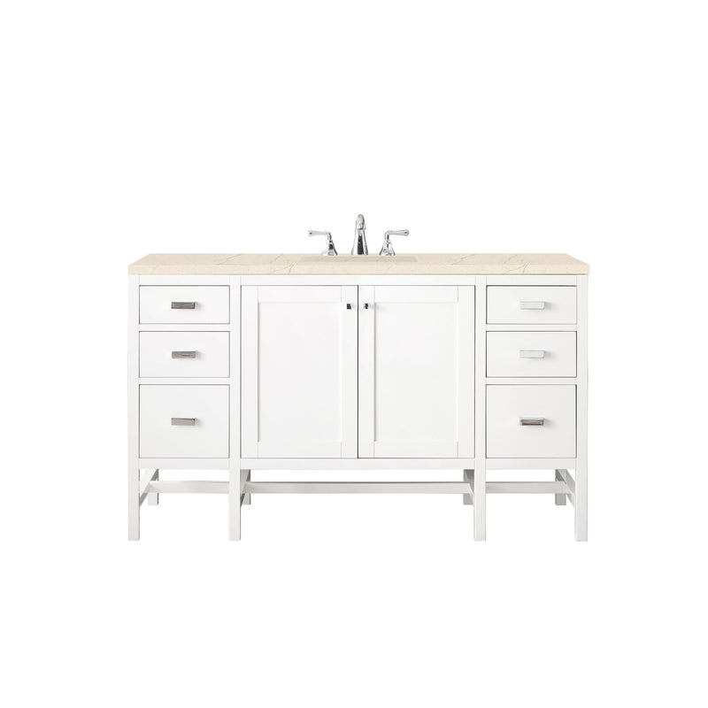 James Martin Addison 60" Single Vanity Cabinet Glossy White with 3 cm Eternal Marfil Top E444-V60S-GW-3EMR