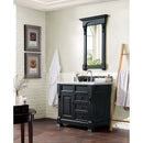 James Martin Brookfield 36" Antique Black Single Vanity with 3 cm Ethereal Noctis Quartz Top 147-114-5536-3ENC