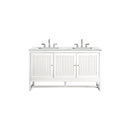 James Martin Athens 60" Double Vanity Cabinet Glossy White with 3 cm Ethereal Noctis Top E645-V60D-GW-3ENC