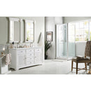 James Martin Savannah 60" Double Vanity Cabinet Bright White with 3 cm Ethereal Noctis Quartz Top 238-104-V60D-BW-3ENC