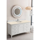 James Martin Palisades 60" Single Vanity Bright White with 3 cm Eternal Serena Quartz Top 527-V60S-BW-3ESR