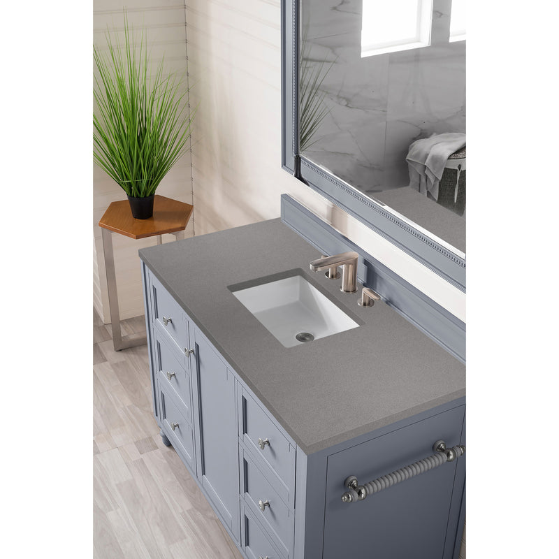 James Martin Copper Cove Encore 48" Single Vanity Silver Gray with 3 cm Grey Expo Quartz Top 301-V48-SL-3GEX