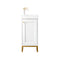 James Martin Chianti 16" Single Vanity Cabinet Glossy White Radiant Gold with White Glossy Resin Countertop E303-V16-GW-RGD-WG