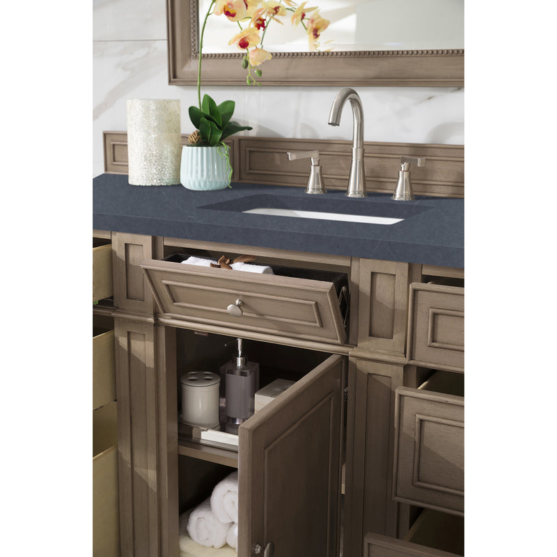 James Martin Bristol 60" Single Vanity Whitewashed Walnut with 3 cm Charcoal Soapstone Quartz Top 157-V60S-WW-3CSP