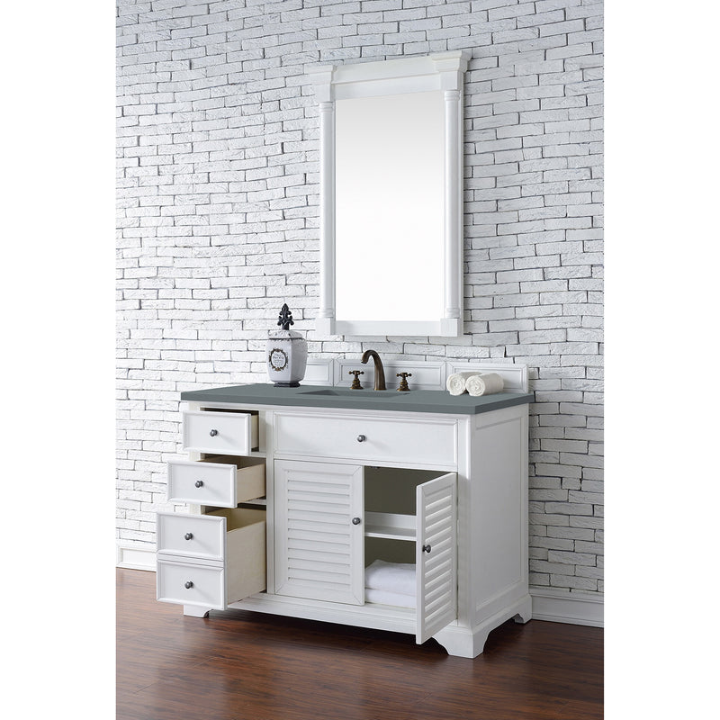 James Martin Savannah 48" Single Vanity Cabinet Bright White with 3 cm Cala Blue Quartz Top 238-104-V48-BW-3CBL