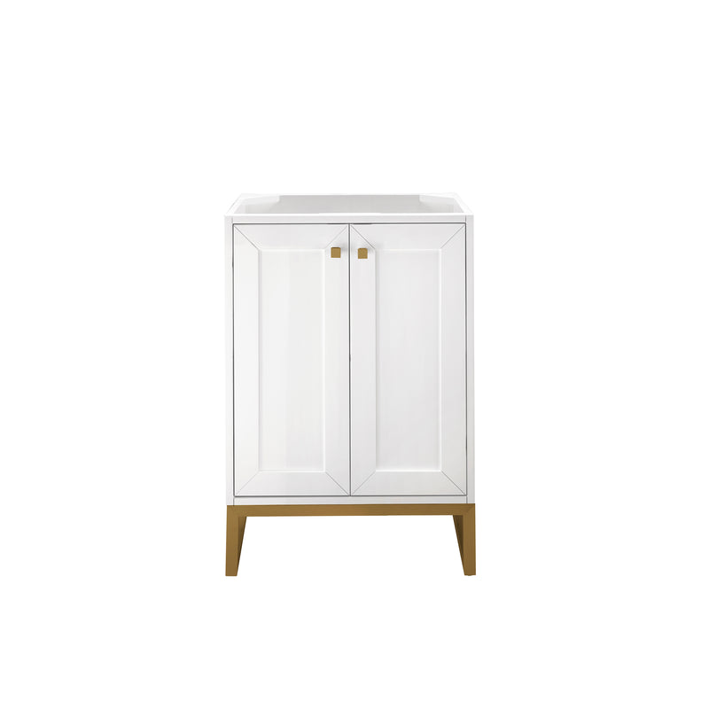 James Martin Chianti 24" Single Vanity Cabinet Glossy White Radiant Gold E303-V24-GW-RGD