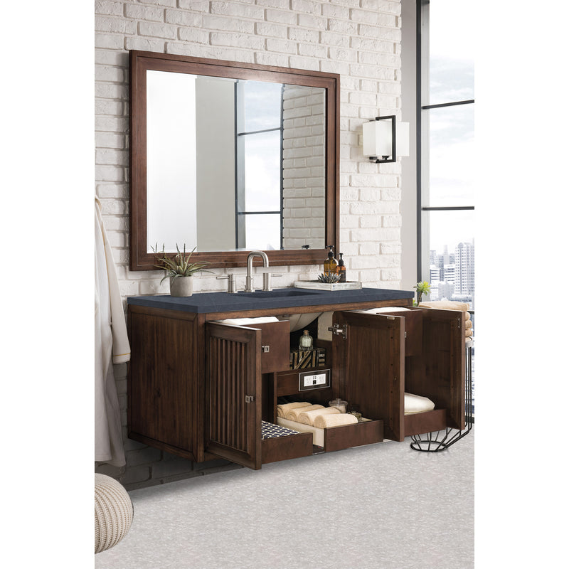 James Martin Athens 48" Single Vanity Cabinet Mid Century Acacia with 3 cm Charcoal Soapstone Quartz Top E645-V48-MCA-3CSP