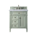 James Martin Brittany 30" Single Vanity Sage Green with 3 cm Carrara Marble Top 650-V30-SGR-3CAR