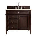 James Martin Brittany 36" Burnished Mahogany Single Vanity with 3 cm Eternal Marfil Quartz Top 650-V36-BNM-3EMR