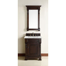 James Martin Brookfield 26" Burnished Mahogany Single Vanity with 3 cm Eternal Jasmine Pearl Quartz Top 147-114-V26-BNM-3EJP