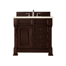 James Martin Brookfield 36" Burnished Mahogany Single Vanity with 3 cm Eternal Marfil Quartz Top 147-114-5566-3EMR