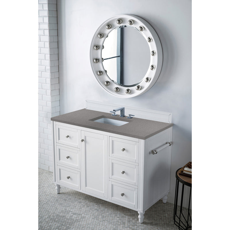 James Martin Copper Cove Encore 48" Single Vanity Bright White with 3 cm Gray Expo Quartz Top 301-V48-BW-3GEX