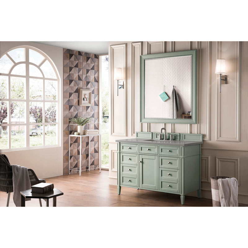 James Martin Brittany 48" Sage Green Single Vanity with 3 cm Gray Expo Quartz Top 650-V48-SGR-3GEX