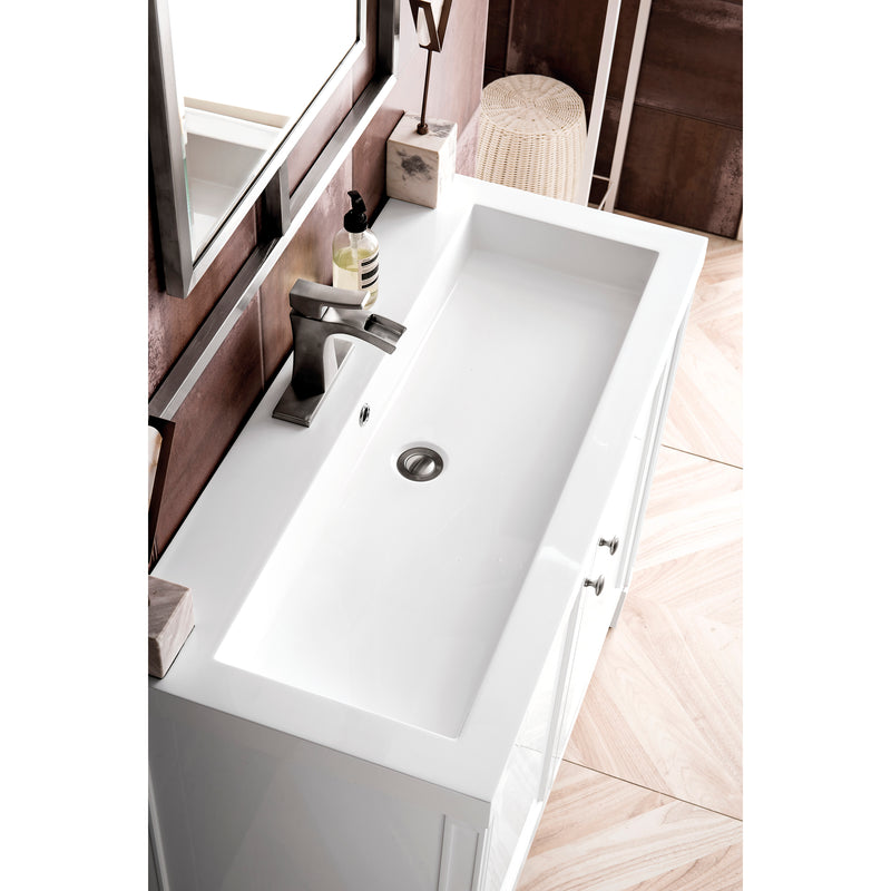 James Martin Britannia 39.5" Single Vanity Cabinet Glossy White with White Glossy Resin Countertop E652-V39.5-GW-WG