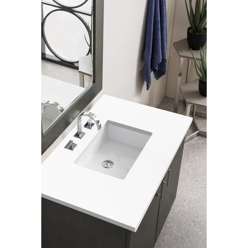 James Martin Metropolitan 36" Single Vanity Silver Oak with 3 cm Classic White Quartz Top 850-V36-SOK-3CLW