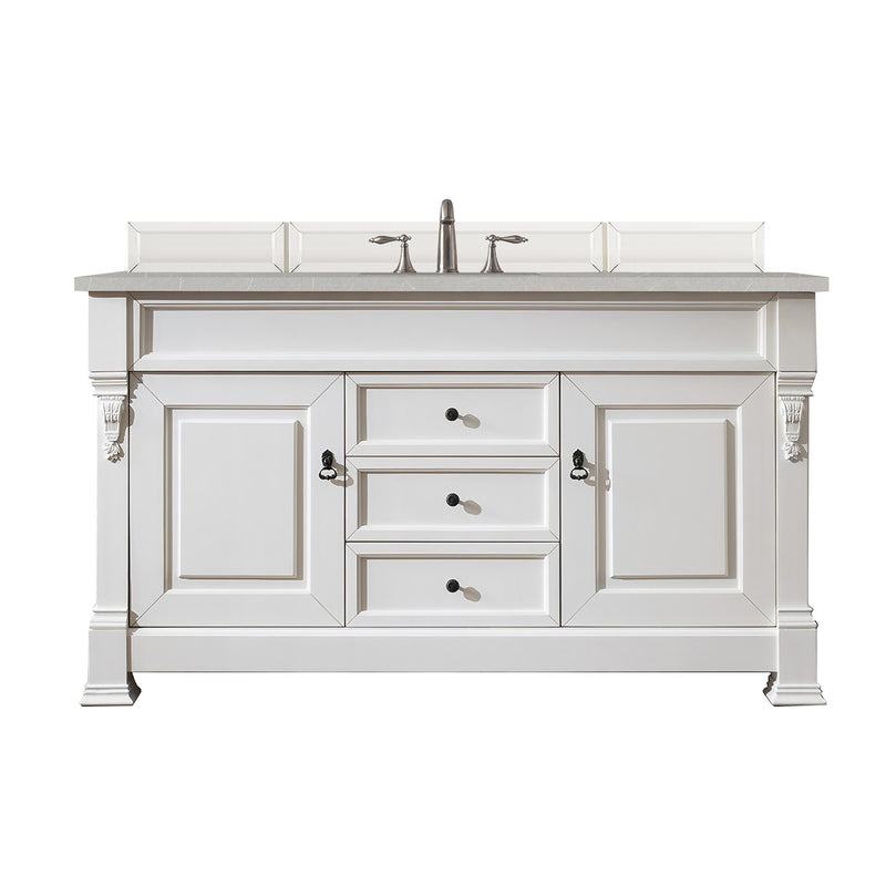 James Martin Brookfield 60" Bright White Single Vanity with 3 cm Eternal Serena Quartz Top 147-V60S-BW-3ESR