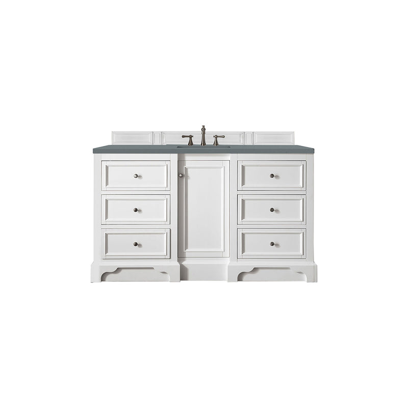 James Martin De Soto 60" Single Vanity Bright White with 3 cm Cala Blue Quartz Top 825-V60S-BW-3CBL