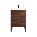 James Martin Linden 24" Single Vanity Cabinet Mid Century Walnut with White Glossy Composite Countertop E213V24WLTWG