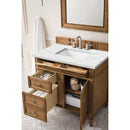 James Martin Brittany 36" Saddle Brown Single Vanity with 3 cm Ethereal Noctis Quartz Top 650-V36-SBR-3ENC