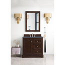 James Martin De Soto 36" Single Vanity Burnished Mahogany with 3 cm Charcoal Soapstone Quartz Top 825-V36-BNM-3CSP