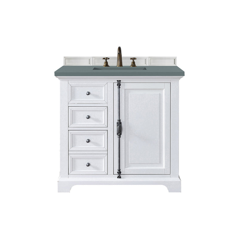 James Martin Providence 36" Single Vanity Cabinet Bright White with 3 cm Cala Blue Quartz Top 238-105-V36-BW-3CBL