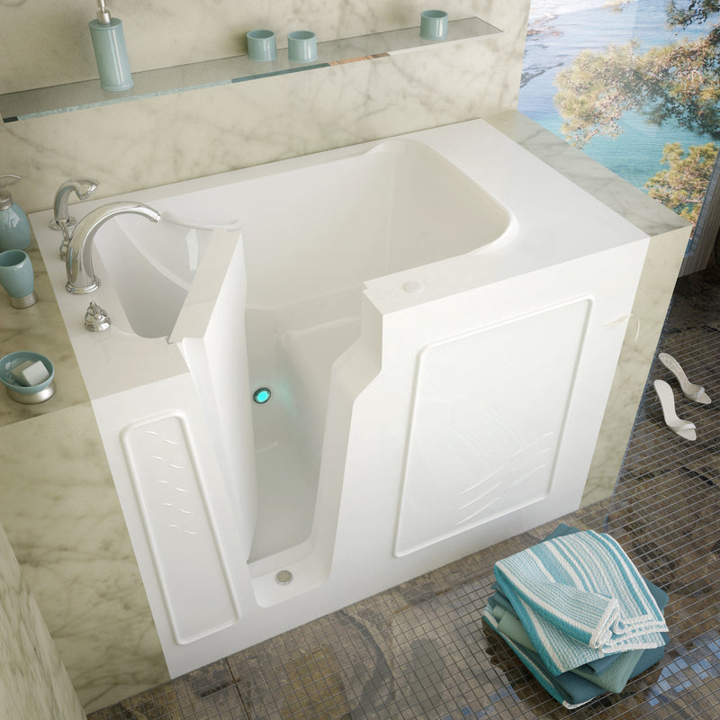 MediTub Walk-In 29" x 52" Left Drain White Soaking Walk-In Bathtub