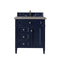 James Martin Brittany 30" Single Vanity Victory Blue with 3 cm Grey Expo Quartz Top 650-V30-VBL-3GEX