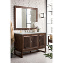 James Martin Athens 48" Single Vanity Cabinet Mid Century Acacia with 3 cm Eternal Jasmine Pearl Quartz Top E645-V48-MCA-3EJP