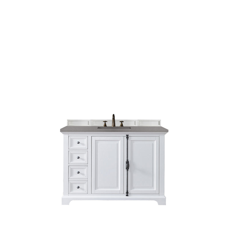 James Martin Providence 48" Single Vanity Cabinet Bright White with 3 cm Grey Expo Quartz Top 238-105-V48-BW-3GEX