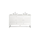 James Martin Athens 60" Double Vanity Cabinet Glossy White with 3 cm Eternal Serena Top E645-V60D-GW-3ESR